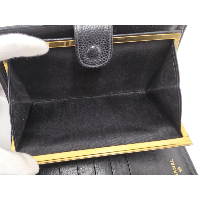 CHANEL がま口長財布 ココマーク キャビアスキン ブラック CHANEL がま口長財布 ココマーク キャビアスキン ブラック