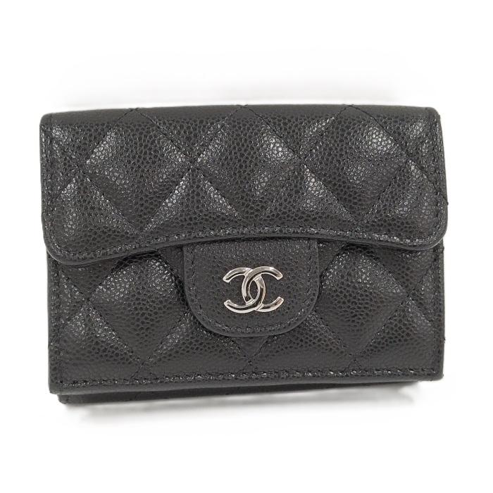 CHANEL シャネル キャビアスキン 三つ折り財布 ココマーク ブラック 黒 CHANEL（シャネル） 三つ折り 財布 ウォレット ココマーク マトラッセ