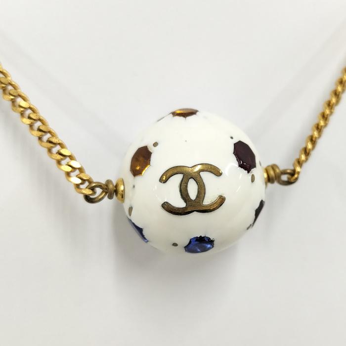 CHANEL ゴールド デカココ ロゴ ボール ペンダント ネックレス シャネル ココマーク 透かしボール ネックレス ペンダント