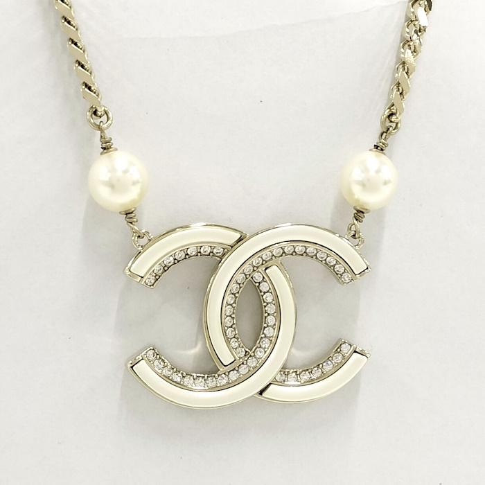 CHANEL ココマーク ネックレス パール ラインストーン メッキ ゴールド 