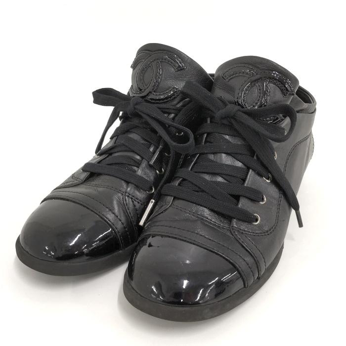 CHANEL 【中古】CHANEL スニーカー ココマーク レザー エナメル