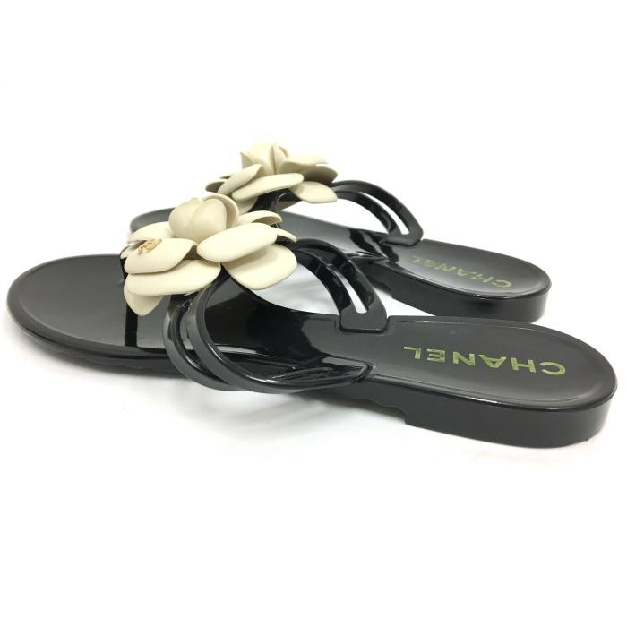CHANEL 【中古】シャネル ビーチサンダル カメリア ブラック CHANEL 【中古】シャネル ビーチサンダル カメリア ブラック