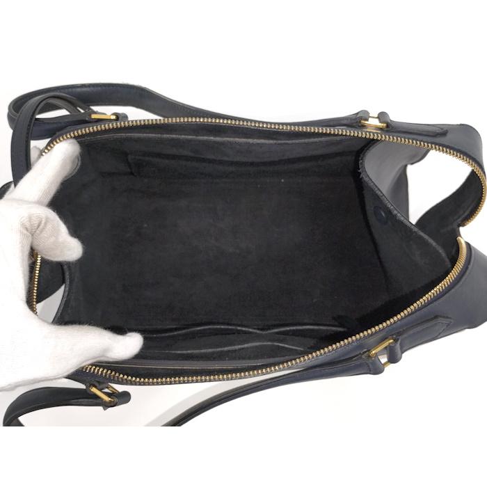 CELINE ハンドバッグ スモール リング レザー ネイビー ベージュ