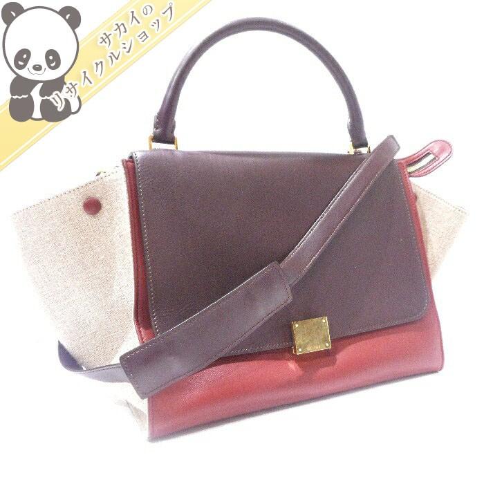 セール価格 公式 中古 Celine 2way ハンドバッグ トラペーズ トリコロール ブラウン ベージュ ボルドー レザー キャンバス 169542 美品 セリーヌ 2wayショルダーバッグ 2000123258800007 ジャングルジャングル 通販 Yahoo ショッピング 交換無料 Www