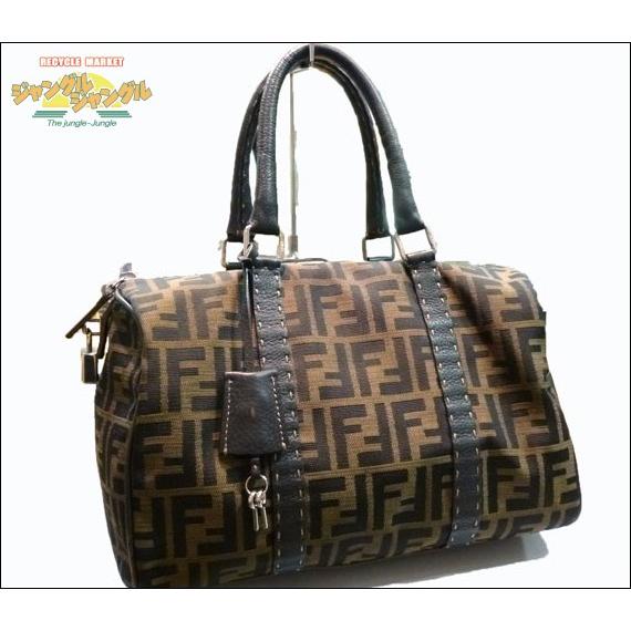 FENDI フェンディ　ハンドバッグ　ズッカ柄　キャンバス　レザー　カーキ FENDI フェンディ ハンドバッグ ズッカ柄 キャンバス×レザー