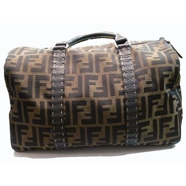 FENDI フェンディ　ハンドバッグ　ズッカ柄　キャンバス　レザー　カーキ FENDI フェンディ ズッカ キャンバス ミニ ハンドバッグ ポーチ