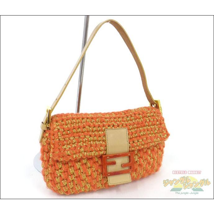 FENDI フェンディ ウール ニット バケット マンマバケット HB05267 FENDI フェンディ マンマバケット ニットウール×レザー オレンジ