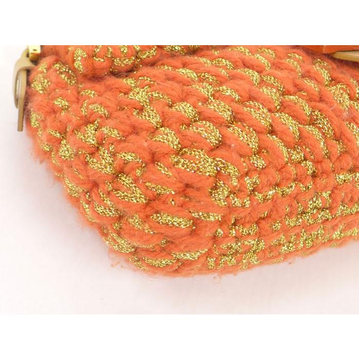 FENDI フェンディ マンマバケット ニットウール×レザー オレンジ  