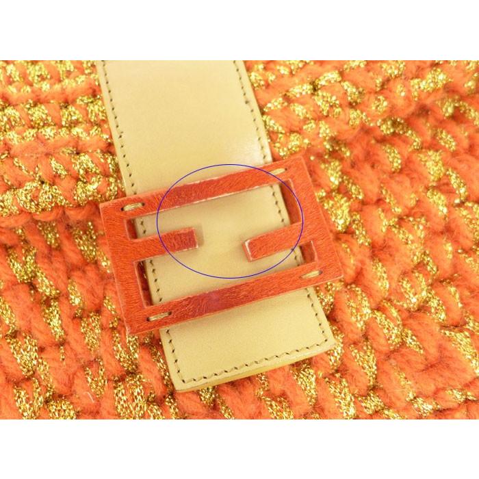 FENDI フェンディ マンマバケット ニットウール×レザー オレンジ