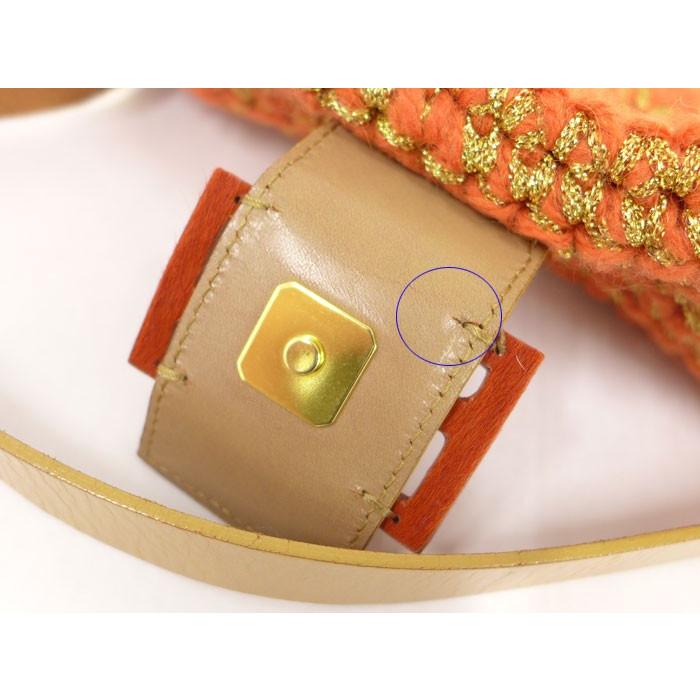 FENDI フェンディ マンマバケット ニットウール×レザー オレンジ  