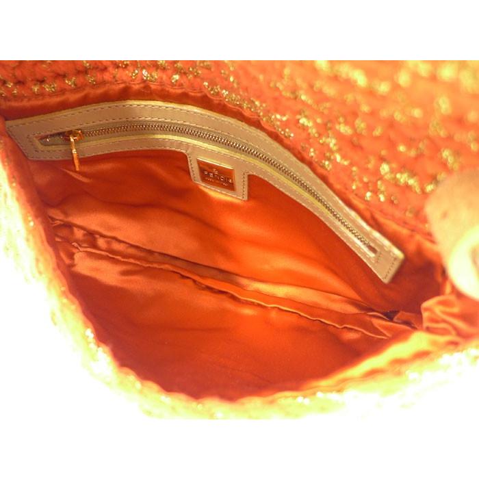 FENDI フェンディ マンマバケット ニットウール×レザー オレンジ  