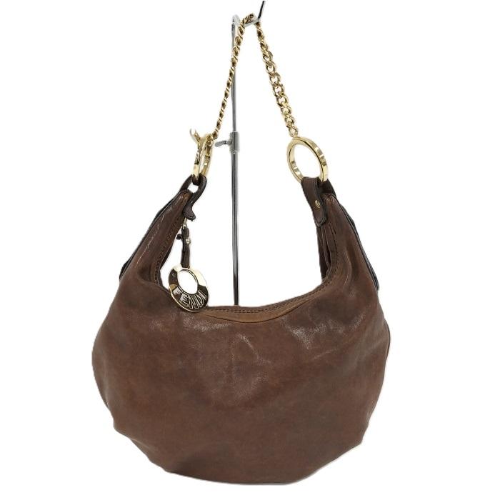 FENDI（フェンディ） チェーンショルダーバッグ レザー ブラウン