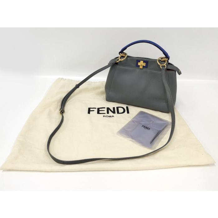 【中古】FENDI ピーカーブーミニ ２WAY ハンドバッグ ショルダーバッグ レザー グレー 88RN244｜junglejungle｜10