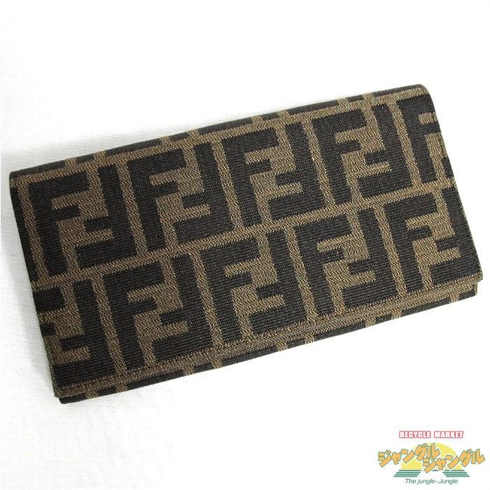 フェンディ FENDI 二つ折り長財布 ズッカ柄 2277-8M0000-019【中古  