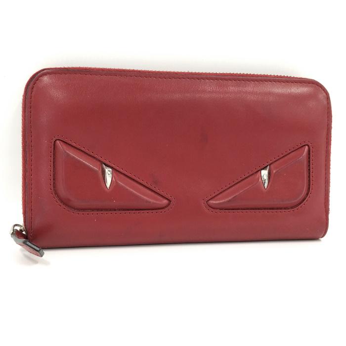 FENDI 長財布 モンスター バッグバグズ レザー レッド