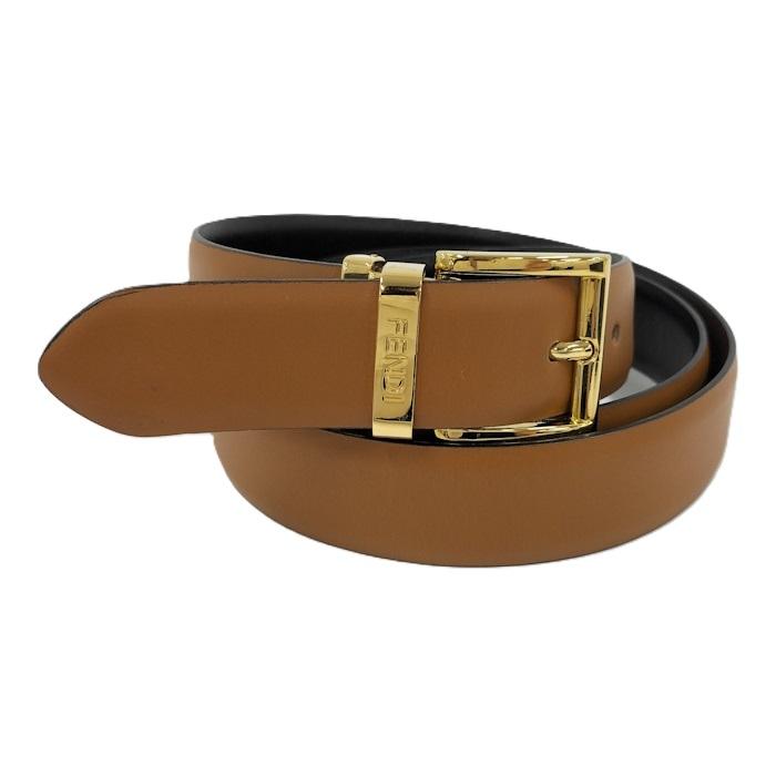 FENDI（フェンディ） ベルト レザー ブラウン ゴールド金具