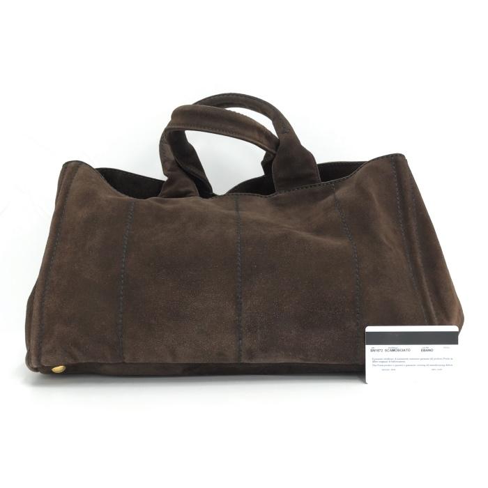 中古】PRADA カナパ トートバッグ スエード ブラウン BN1872 