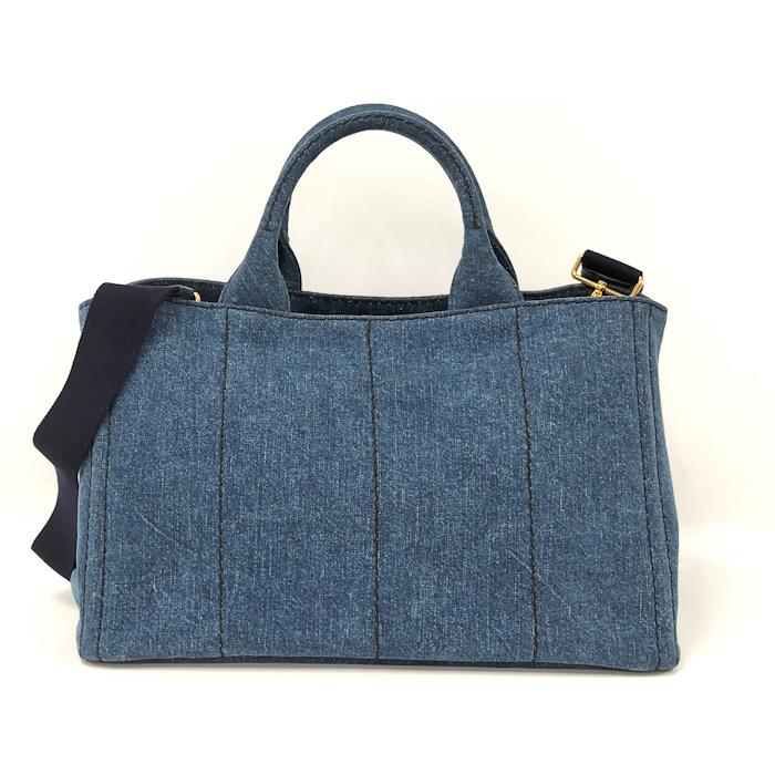 PRADA カナパ トートバッグ 2WAYショルダーバッグ デニム ブルー