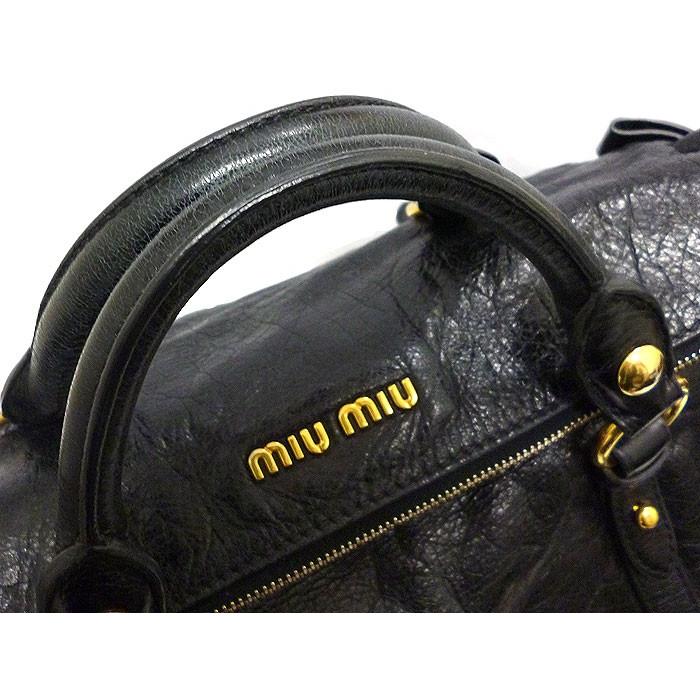 ミュウミュウ miumiu 2WAY ショルダーバッグ サイドリボン ブラック×ゴールド金具 レザー｜junglejungle｜03