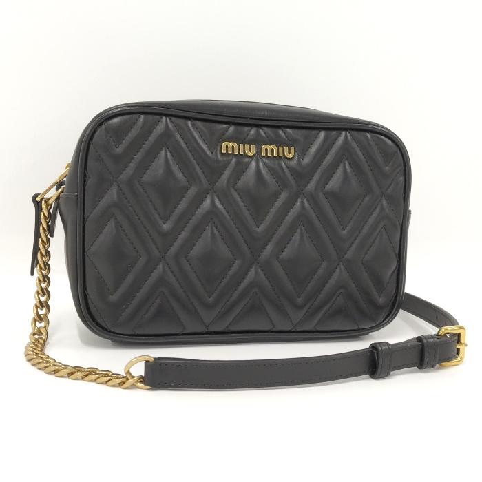miu 【中古】MIUMIU チェーン ショルダーバッグ キルティング レザー 