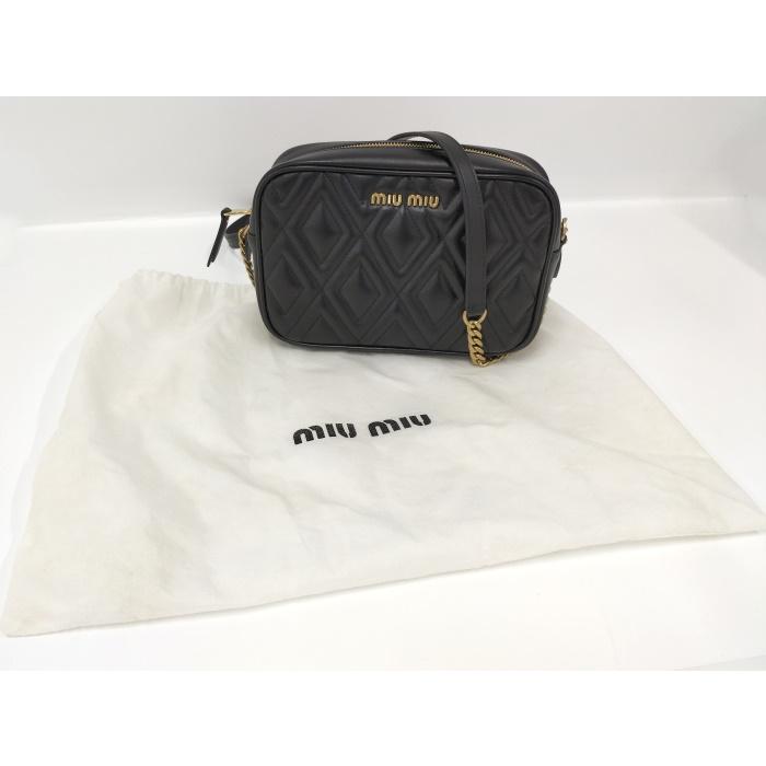 miu 【中古】MIUMIU チェーン ショルダーバッグ キルティング レザー 