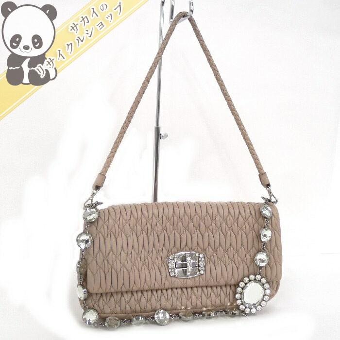 中古】MiuMiu ショルダーバッグ マテラッセ ナッパクリスタル ピンク 