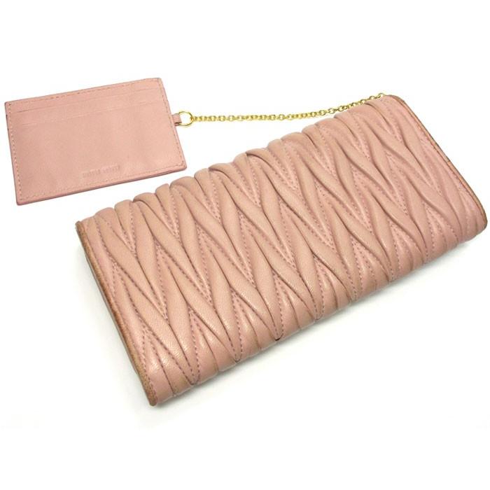 miu 【中古】MiuMiu 二つ折り長財布 マテラッセ パスケース付き レザー  