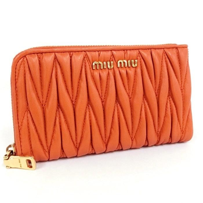 中古】MiuMiu マテラッセ ポーチ スマートフォンケース L字ファスナー 