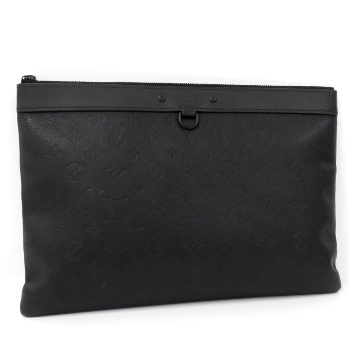 【中古】LOUIS VUITTON ポシェット ディスカバリー クラッチバッグ ブラック モノグラム シャドウ M62903