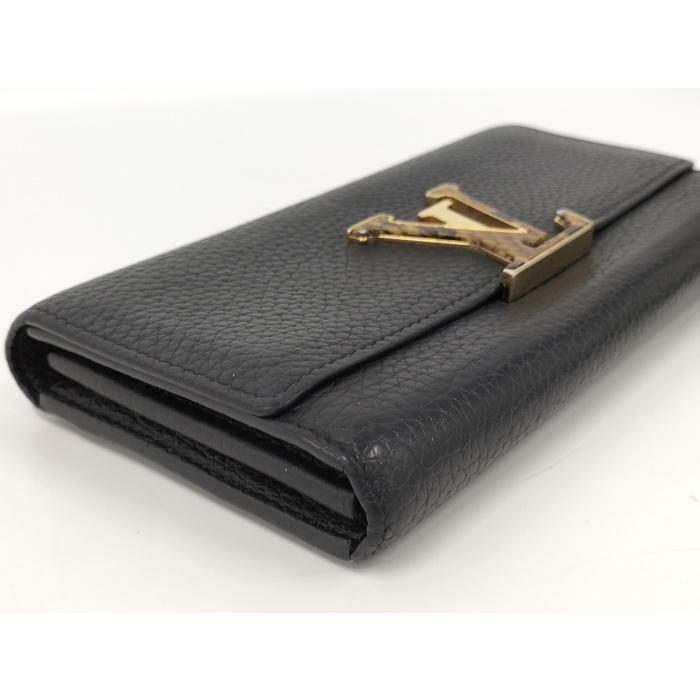 【中古】LOUIS VUITTON ポルトフォイユ カプシーヌ 二つ折り長財布 パイソン トリヨンレザー ノワール N90129｜junglejungle｜06