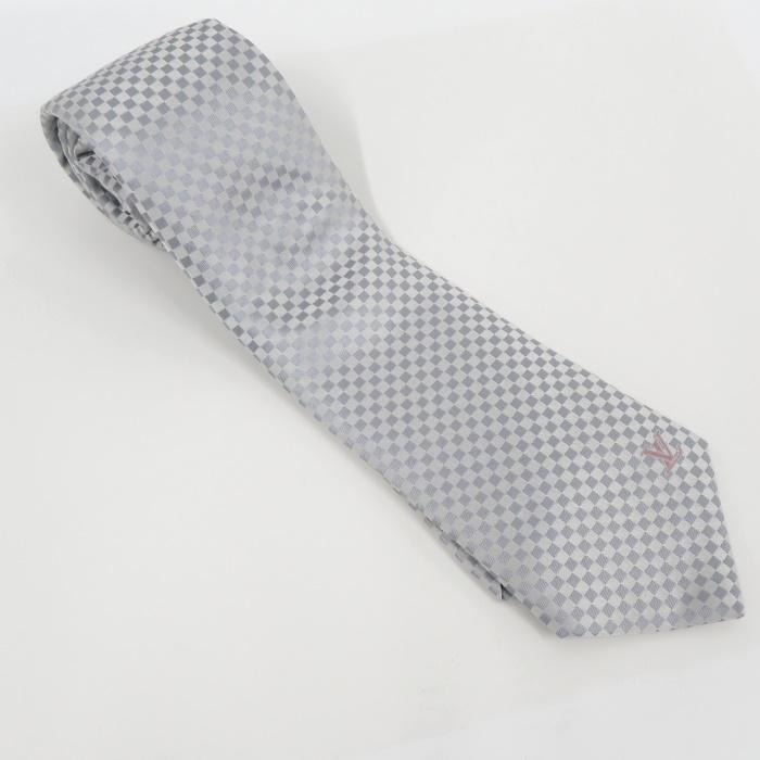 ルイヴィトン ダミエ柄 シルク 100% メンズ ネクタイ グレー ルイヴィトンクラヴィットダミエ グレー系 メンズ ネクタイ