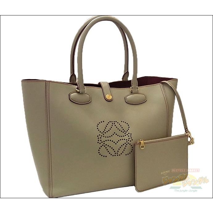 ロエベ LOEWE レオ トートバッグ ポーチ付 レザー ベージュ ロエベ LOEWE レオ トートバッグ ポーチ付 レザー ベージュ