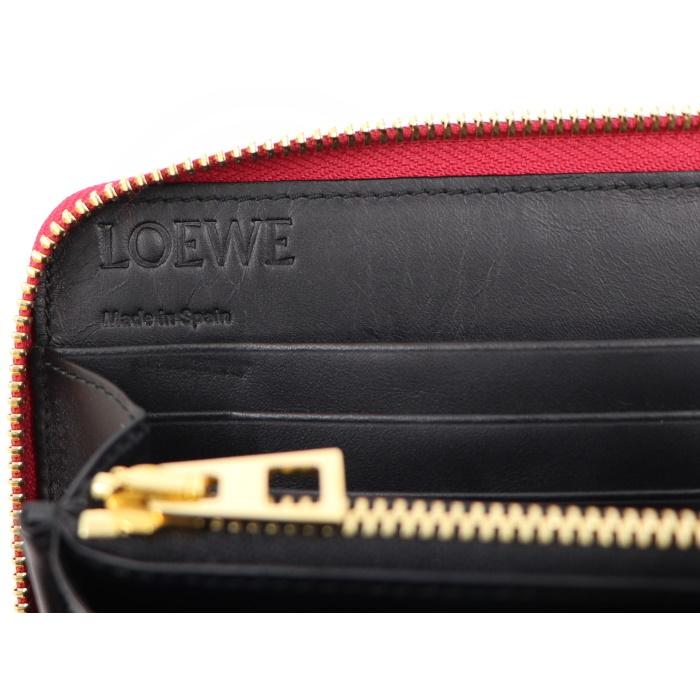LOEWE 【中古】ロエベ リネン ジップアラウンドウォレット ラウンド 