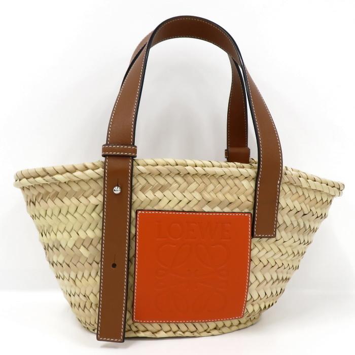 中古】LOEWE トートバッグ かごバッグ ストロー ナチュラル ブラウン 