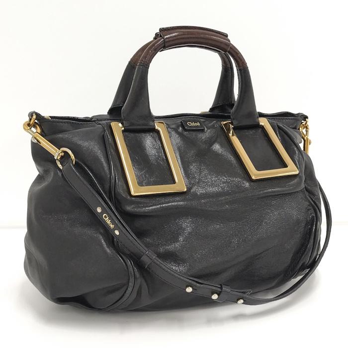 Chloe エテル 2WAY ショルダーバッグ レザー ブラック 