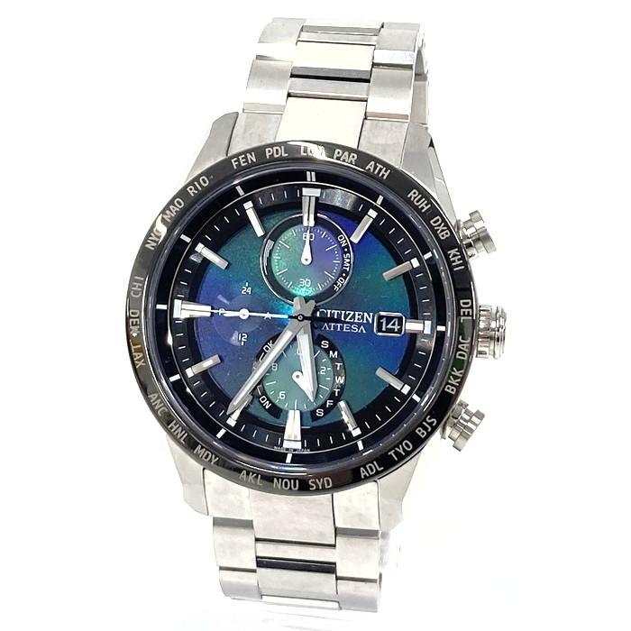 超美品【中古】CITIZEN アテッサ UNITE with BLUE AT8188-64L シルバー 