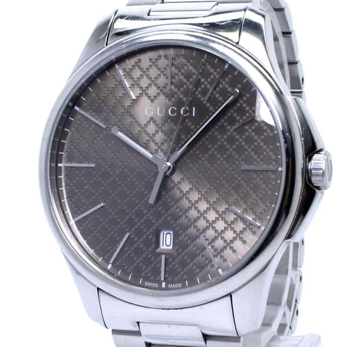 GUCCI 【中古】グッチ Gタイムレス メンズ腕時計 デイト クォーツ SS 
