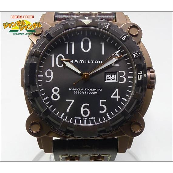 当店限定販売 1000 ビロウゼロ カーキ メンズ腕時計 ハミルトン Hamlton Ss レザー ブラック文字盤 自動巻き メンズ腕時計 Dagl Tg
