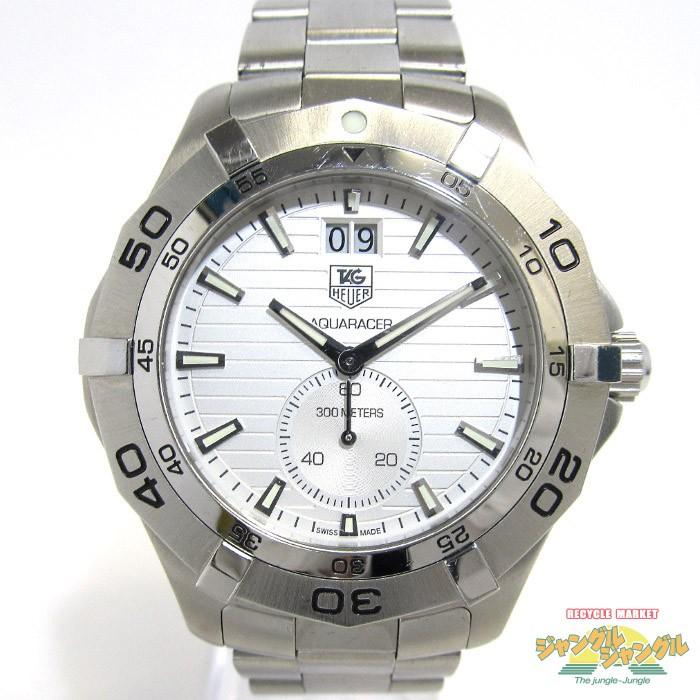 【中古】TAG Heuer アクアレーサー グランドデイト スモールセコンド メンズ腕時計 クオーツ 文字盤シルバー WAF1015  タグホイヤー｜junglejungle