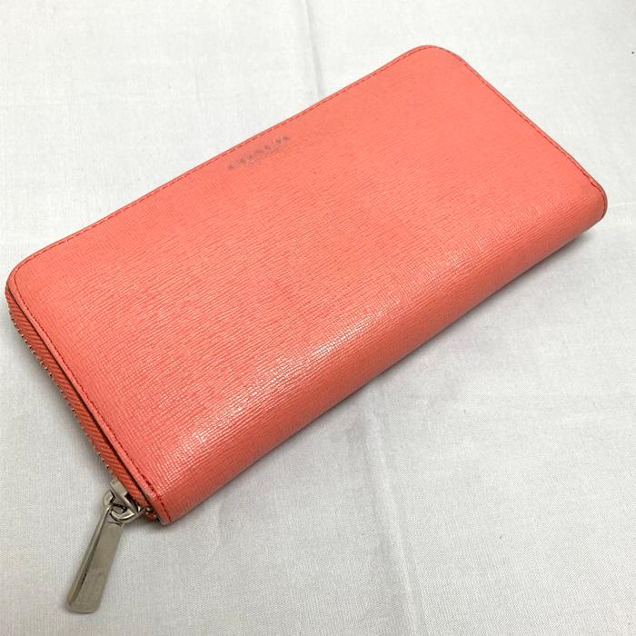 COACH（コーチ） ラウンドファスナー長財布 レザー コーラルピンク 