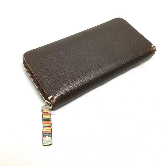 Paul Smith ラウンドファスナー長財布 レザー ブラウン [jgg