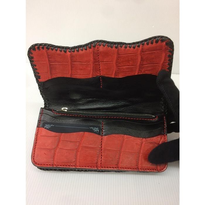 中古】アビシルバーズ 二つ折り長財布 レッド レザー[jggZ 