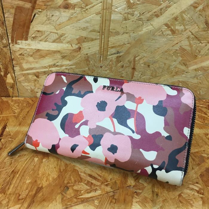 FURLA（フルラ） ラウンドファスナー長財布 レザー ピンク [jgg 