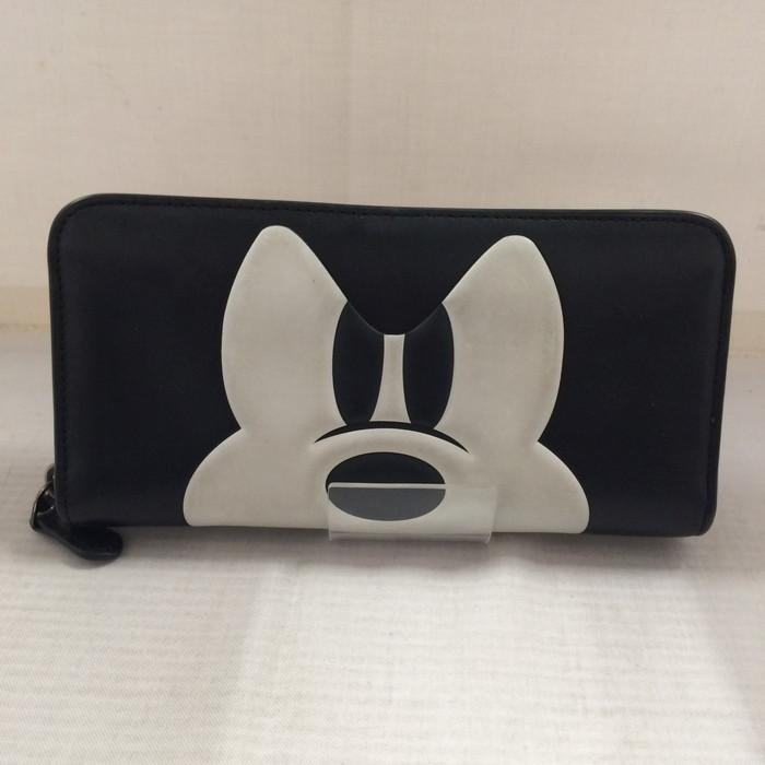 中古】COACH Disney ミッキーマウス ラウンドファスナー長財布 レザー
