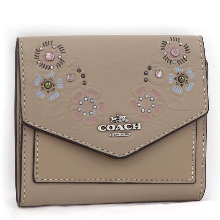 COACH 【中古】コーチ 三つ折り財布 スモール ウォレット フローラル 