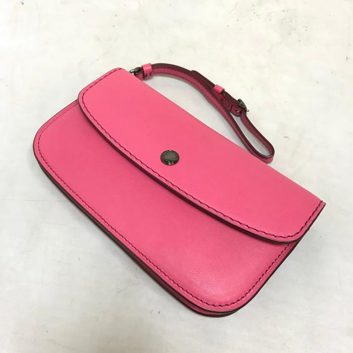 COACH グラブタン レザー リストレット ポーチ クラッチ バッグ ピンク 