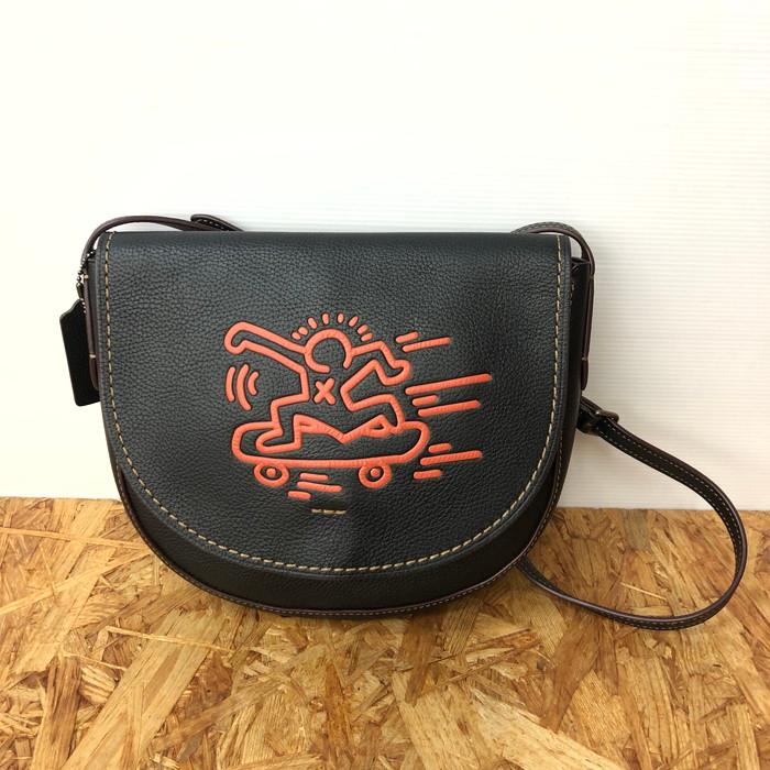 COACH（コーチ） ショルダーバッグ キースヘリング レザー ブラック 