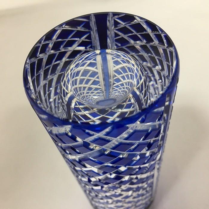 ◉未使用品◉カガミクリスタル　江戸切子　花瓶　伝統工芸品　ブルー 江戸切子 花瓶＜麻の葉に八角籠目紋＞ KAGAMI | 花瓶 | 伝統工芸