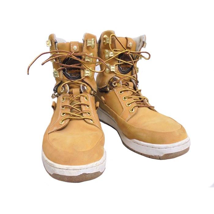 Timberland ティンバーランド ブーツ メンズブーツ チェック柄×ライトブラウン レザー×キャンバス 表記サイズ:9【中古】[wa][GJ]｜junglejungle