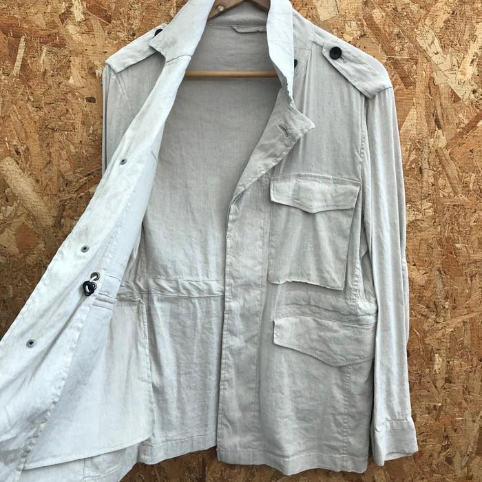 ソラモナポッシェ リネンミリタリーJK ジャケット ホワイト SOLAMONAT